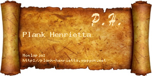 Plank Henrietta névjegykártya